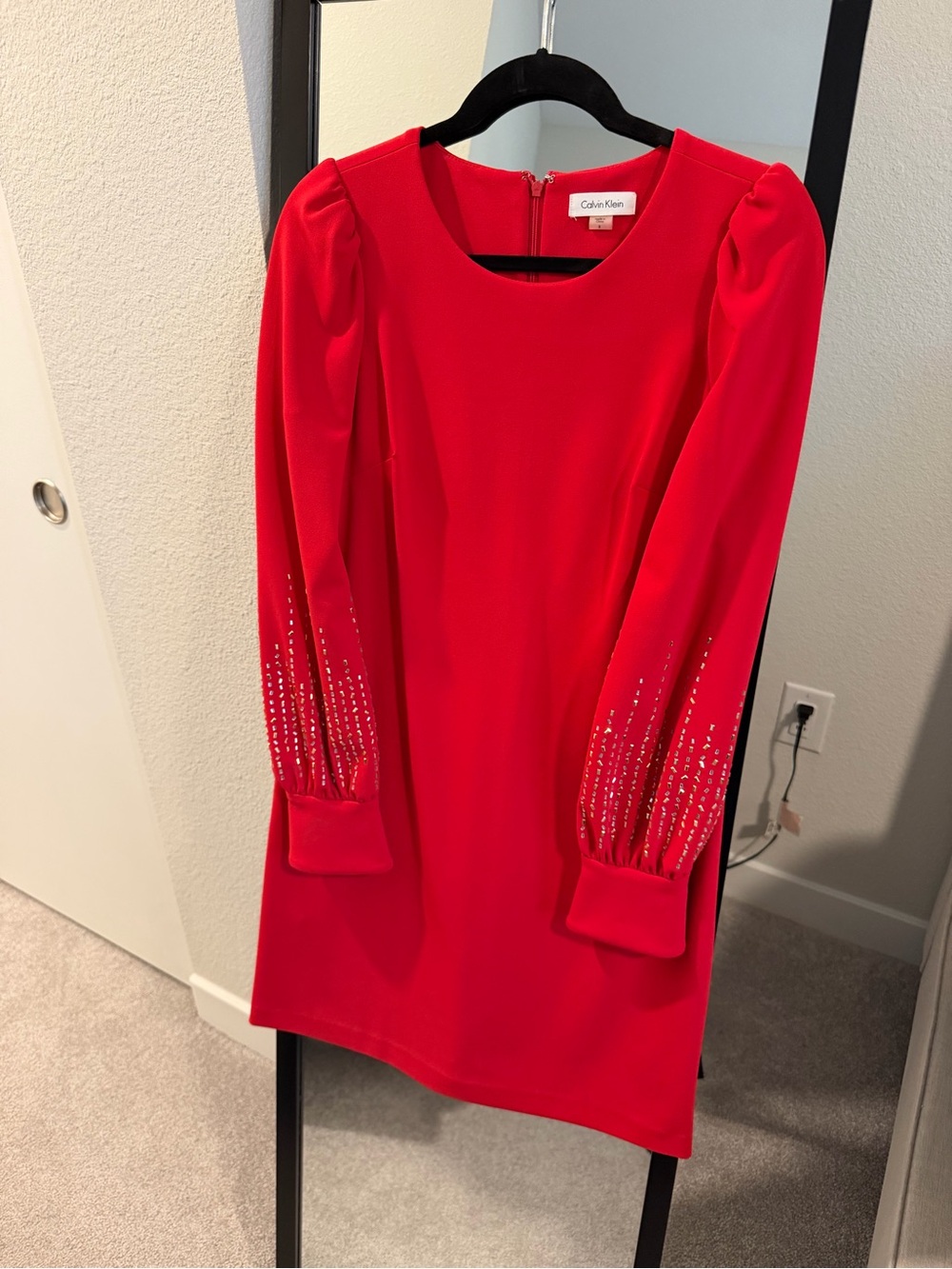 Calvin Klein Vibrant Red Crew Neck Dress
